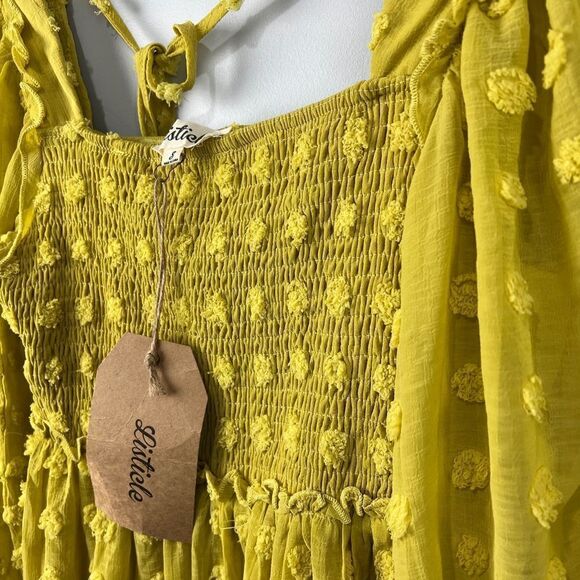 Listicle Golden Yellow Mustard Color Babydoll Dress S NWT - Picture 3 of 8